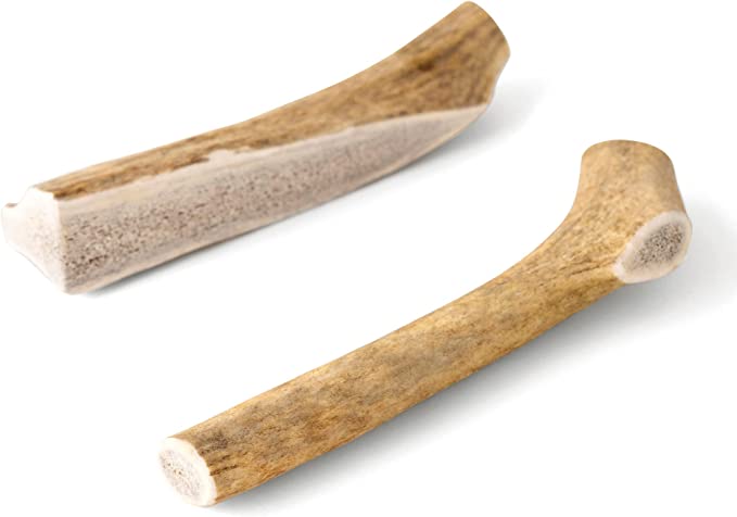 6-inch USA Naturally Shed Whole & Split Elk Antlers Dog Chews Bones for Medium Dogs Aggressive Chewers 6" 2pk