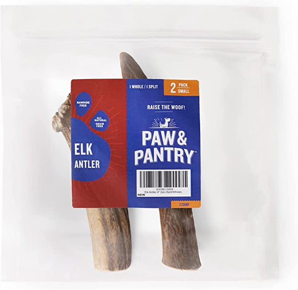 4-inch USA Naturally Shed Whole & Split Elk Antlers Dog Chews Bones for Small Medium Dogs Aggressive Chewers 4" 2pk