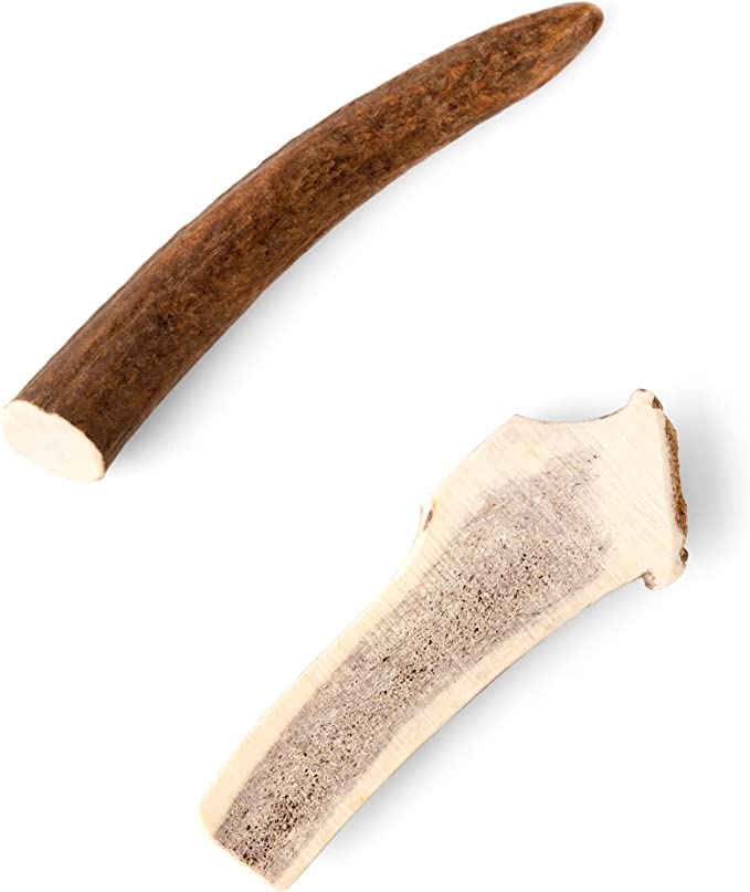 4-inch USA Naturally Shed Whole & Split Elk Antlers Dog Chews Bones for Small Medium Dogs Aggressive Chewers 4" 2pk